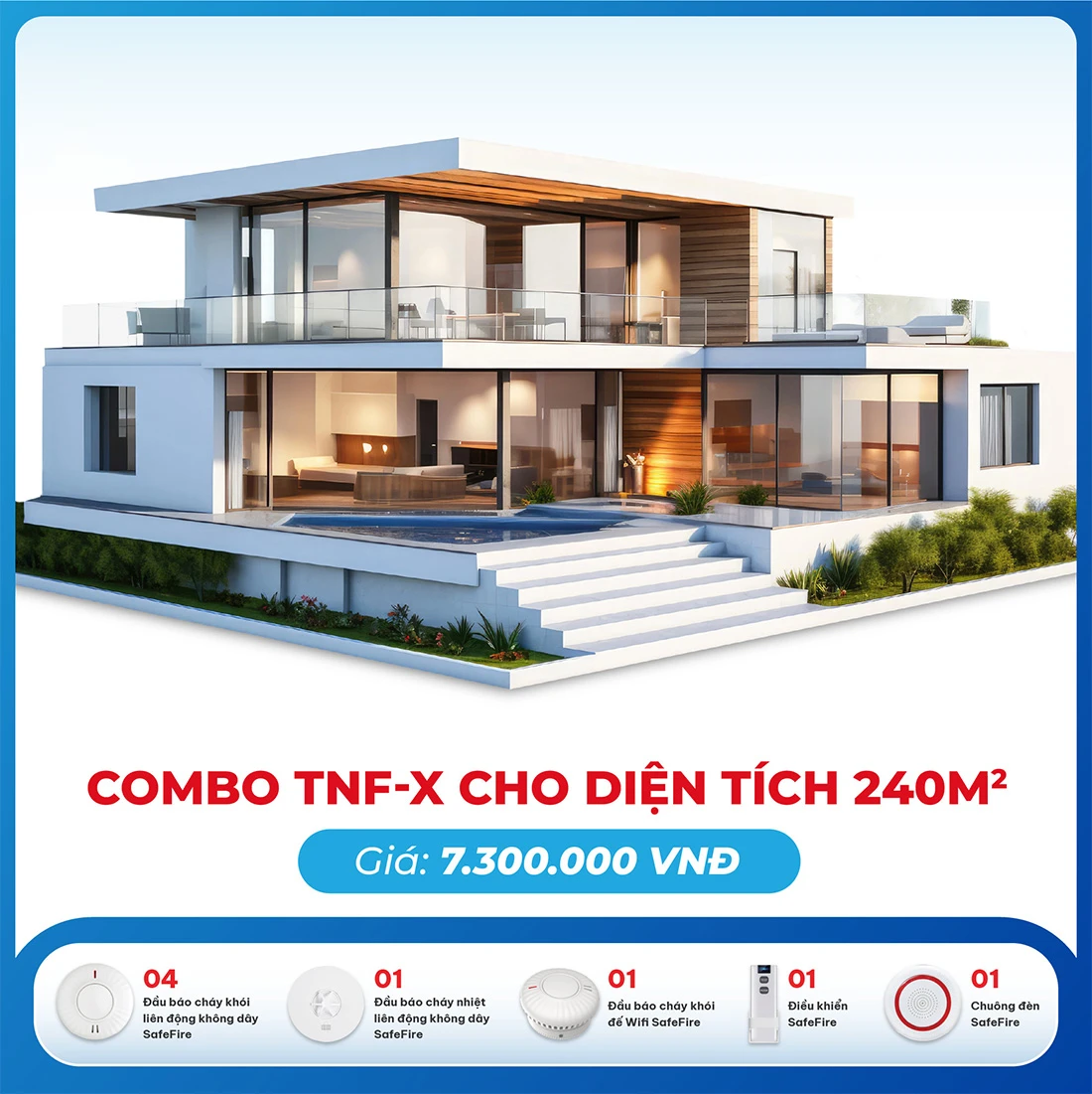 Combo thiết bị báo cháy không dây TNF-X cho diện tích 240m2